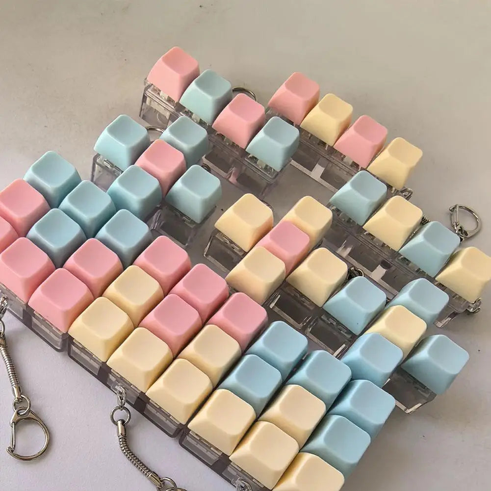 1/4/5/9 Keys Mechanical Keyboard Axis Tester Keychain Stress Relief Clicker Fidget Keyboard with LED Decompression Tools Gifts