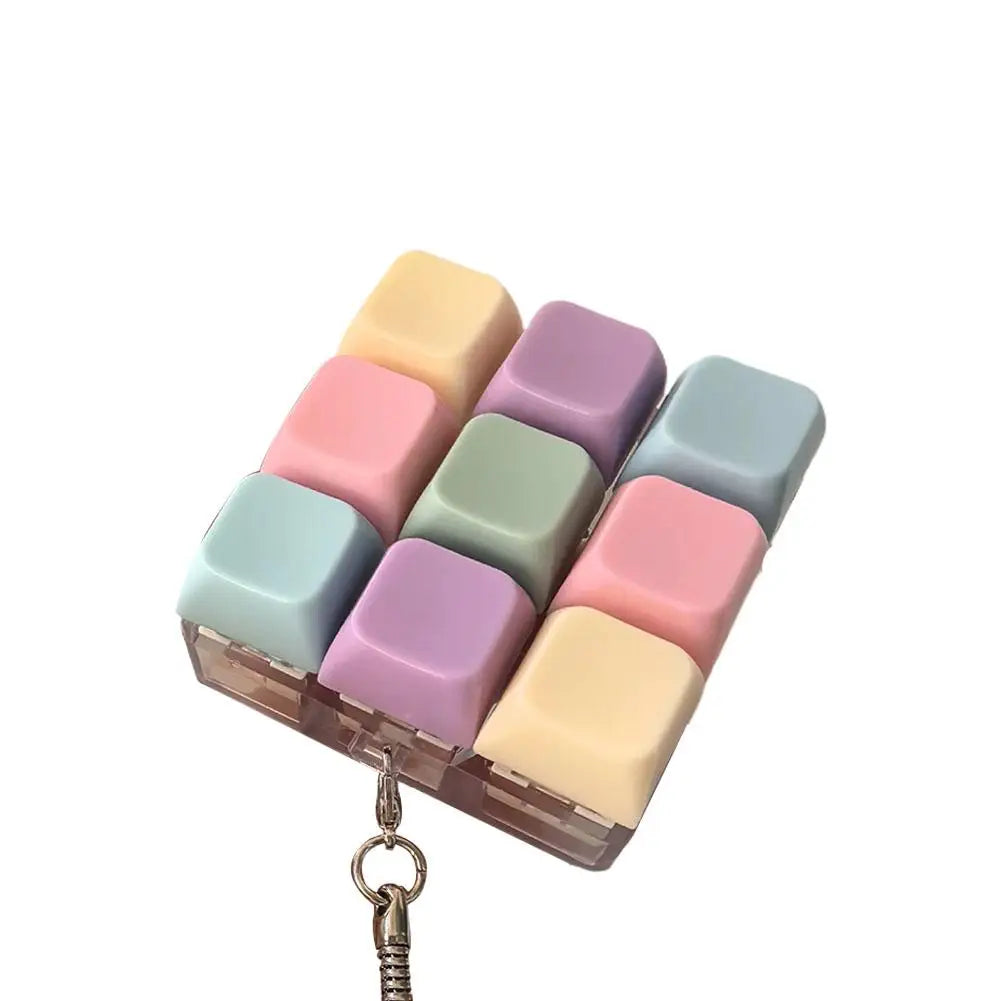 1/4/5/9 Keys Mechanical Keyboard Axis Tester Keychain Stress Relief Clicker Fidget Keyboard with LED Decompression Tools Gifts