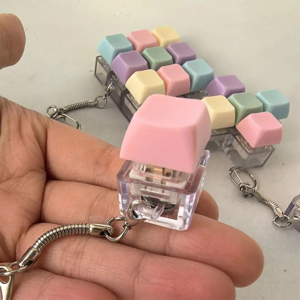 1/4/5/9 Keys Mechanical Keyboard Axis Tester Keychain Stress Relief Clicker Fidget Keyboard with LED Decompression Tools Gifts